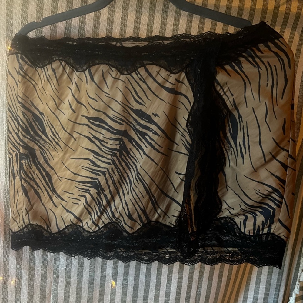 Black Lace Trim Zebra Print Women's Intimate